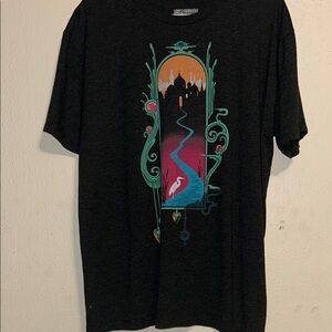 Black Artistic Short Sleeve Tee with Vibrant Design